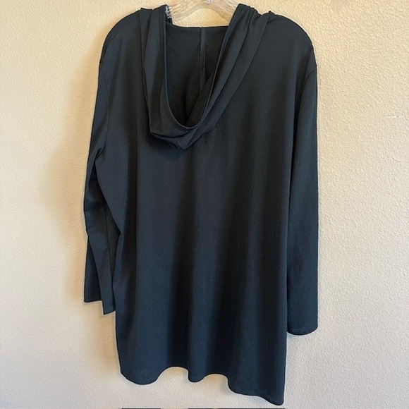 Croft & Barrow Women's Black V-Neck‎ Long Sleeve Hooded Tunic Shirt LG - Picture 6 of 7